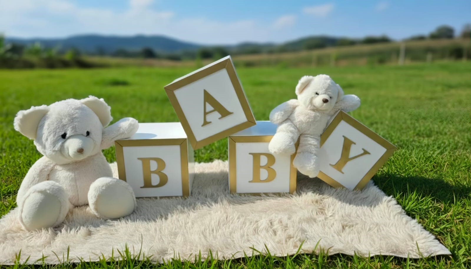kit urso branco+ cubos baby